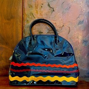 Vintage Sydie Lansing patent leather, dark blue bag